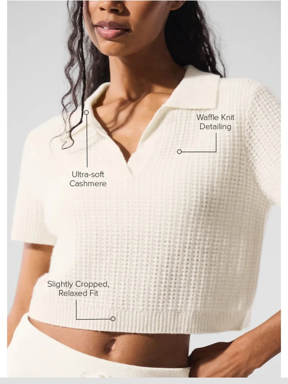 Alo Yoga Cashmere Plush Waffle Polo Tee XS